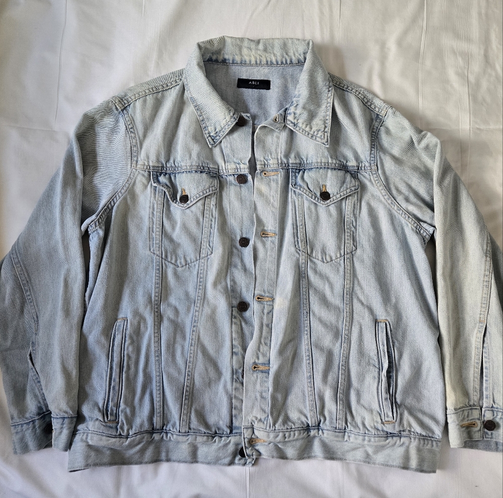 ABLE Merly Denim Jacket Size 1X Sunbleached